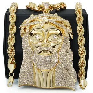 Huge Extra Large "JESUS PIECE" Fully Iced | 14k Gold Plated Necklace