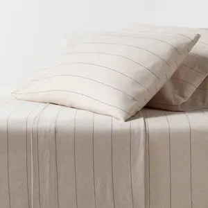Queen Cotton Jersey Sheet Set Oatmeal Heather Striped - Threshold Queen Cotton Jersey Sheet Set Oatmeal Heather Striped - Threshold