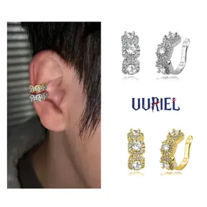3A+ Cubic Zirconia Hip-Hop Earcuffs - Unisex Ear Clips Earrings, Men's Accessories, Versatile Daily Statement Jewelry Gift