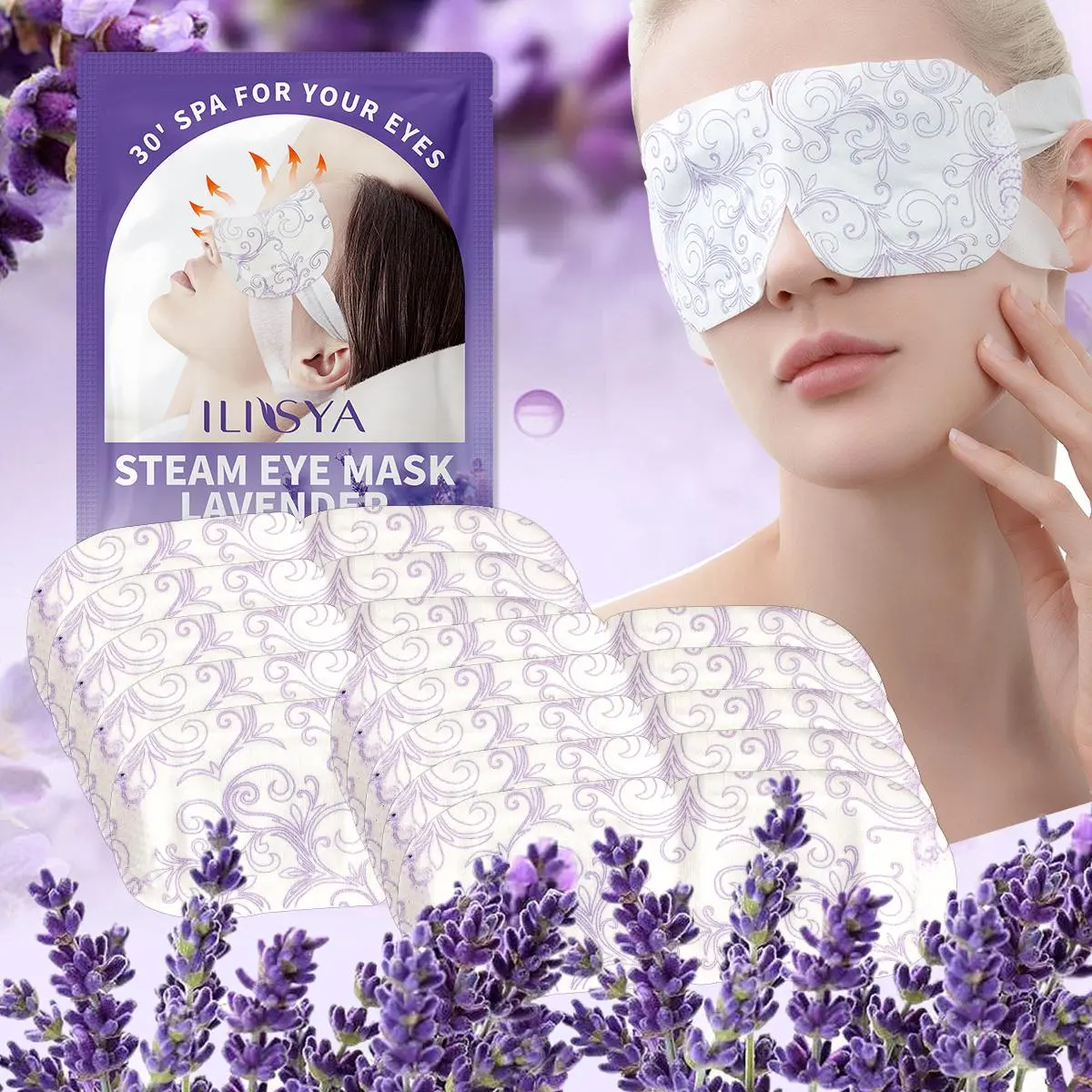 Lavender steam eye mask 10 pieces, Disposable eye mask, Calming eyemask, relieve fatigue eye fatigue, essential for staying up late, warm eye mask, sleep eye mask, Sleeping Eye Mask, Steam Eye Masks Disposable