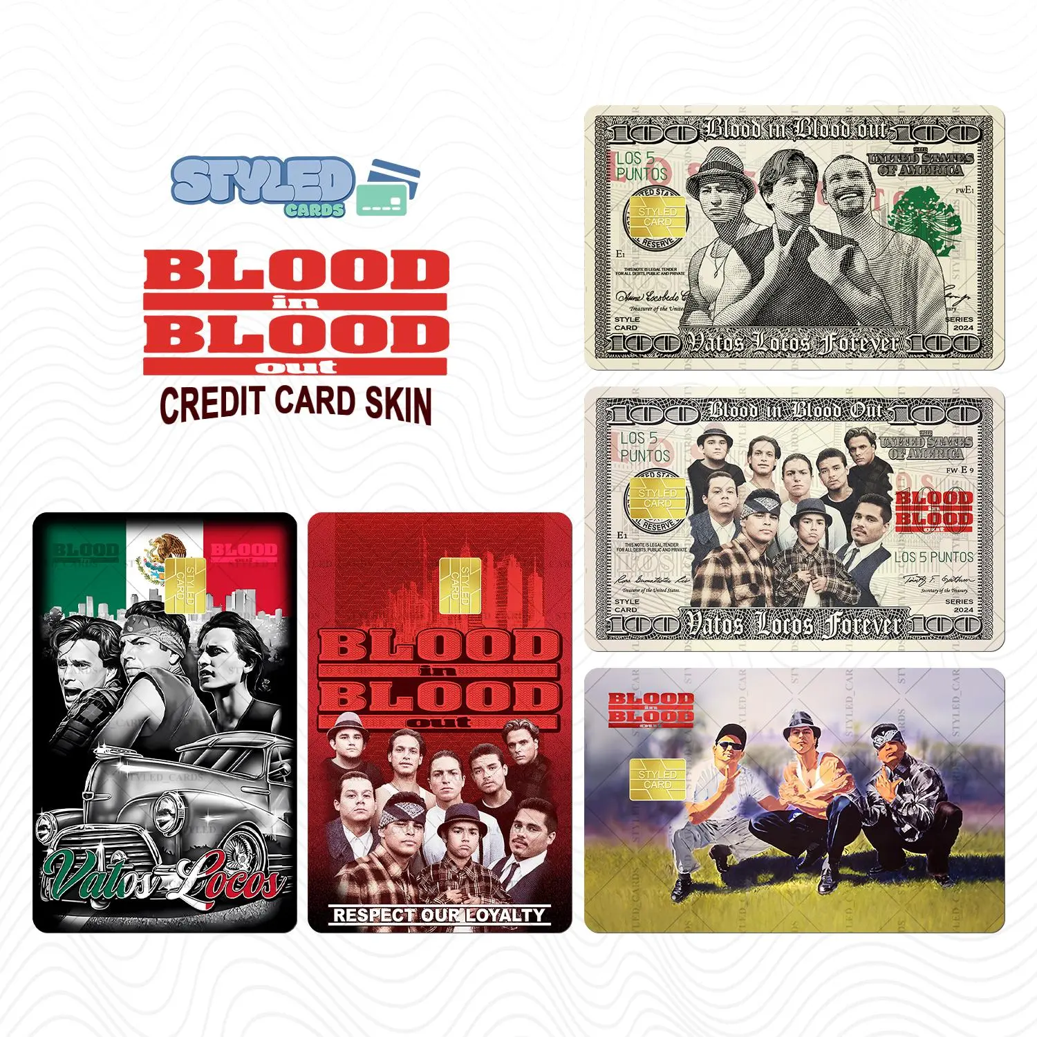 Blood in Blood Out rectangle vinyl sticker - High Quality Vinyl & UV Ink, Suitable for Personalizing Your Cards