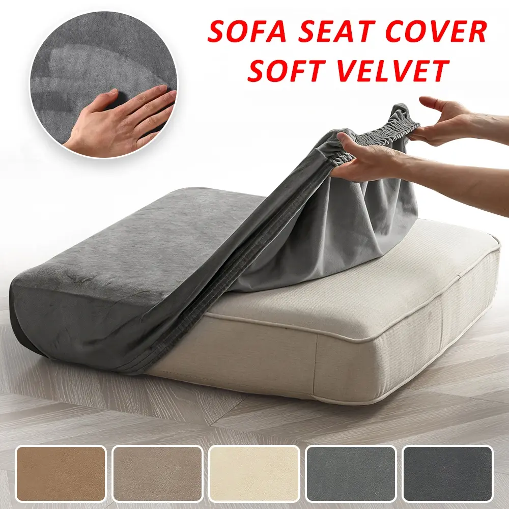 Super Soft Velvet Sofa Seat Cushion Cover Sofa Cushion Covers Dustproof Stretchy Sofa Cover for Living Room Easy To Install Chaise Seat Home Decor Dustproof Sofa Slipcover Dustproof Soft Couch Protector