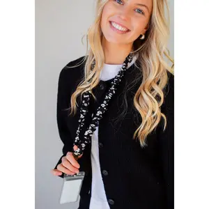Onyx Floral Lanyard
