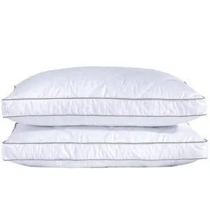Goose Feathers and Down Pillow for Sleeping Gusseted Bed Hotel Collection Pillows, King, Set of 2