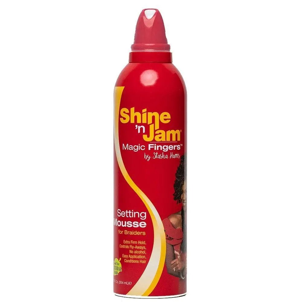 Shine 'n Jam Magic Fingers Avocado Styling Mousse for Braiders, 12 oz, Strong Hold Haircare Setting Product, Hair Products