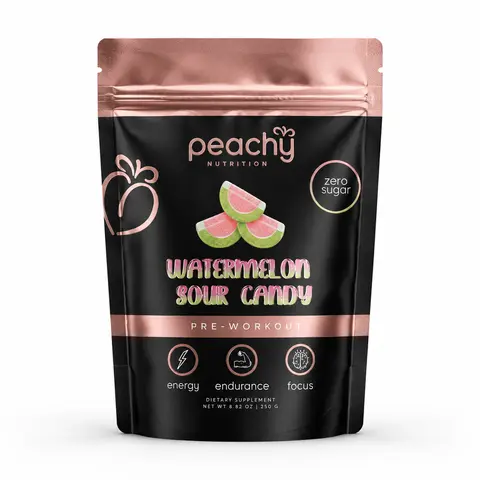 Sugar-Free Watermelon Sour Edible Powder Fitness Supplement - 6g, Caffeine-Infused, 1.35g Beta-Alanine, 175mg Content, Smooth, Tingles Reduced Energy Boost, Pre-Workout Active Muscle Support