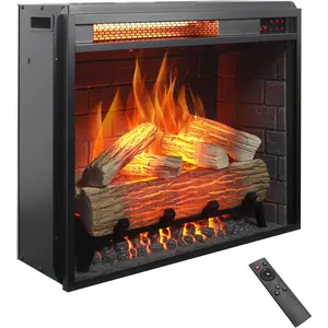23" Realistic Electric Fireplace Insert with Remote Control - 4-Color Adjustable Flames, 9H Timer, Low Noise, Overheat Protection, 1500W (23"x19.7")