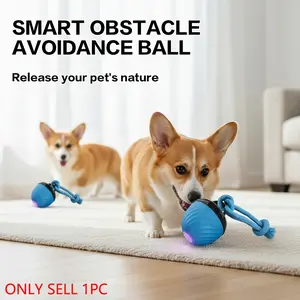 Smart Dog Toy Ball Electronic Interactive Pet Toy, Moving Ball Rope USB 3 Modes Automatic Bounce, Automatic Rolling Ball, Suitable for Puppy Chewing Products