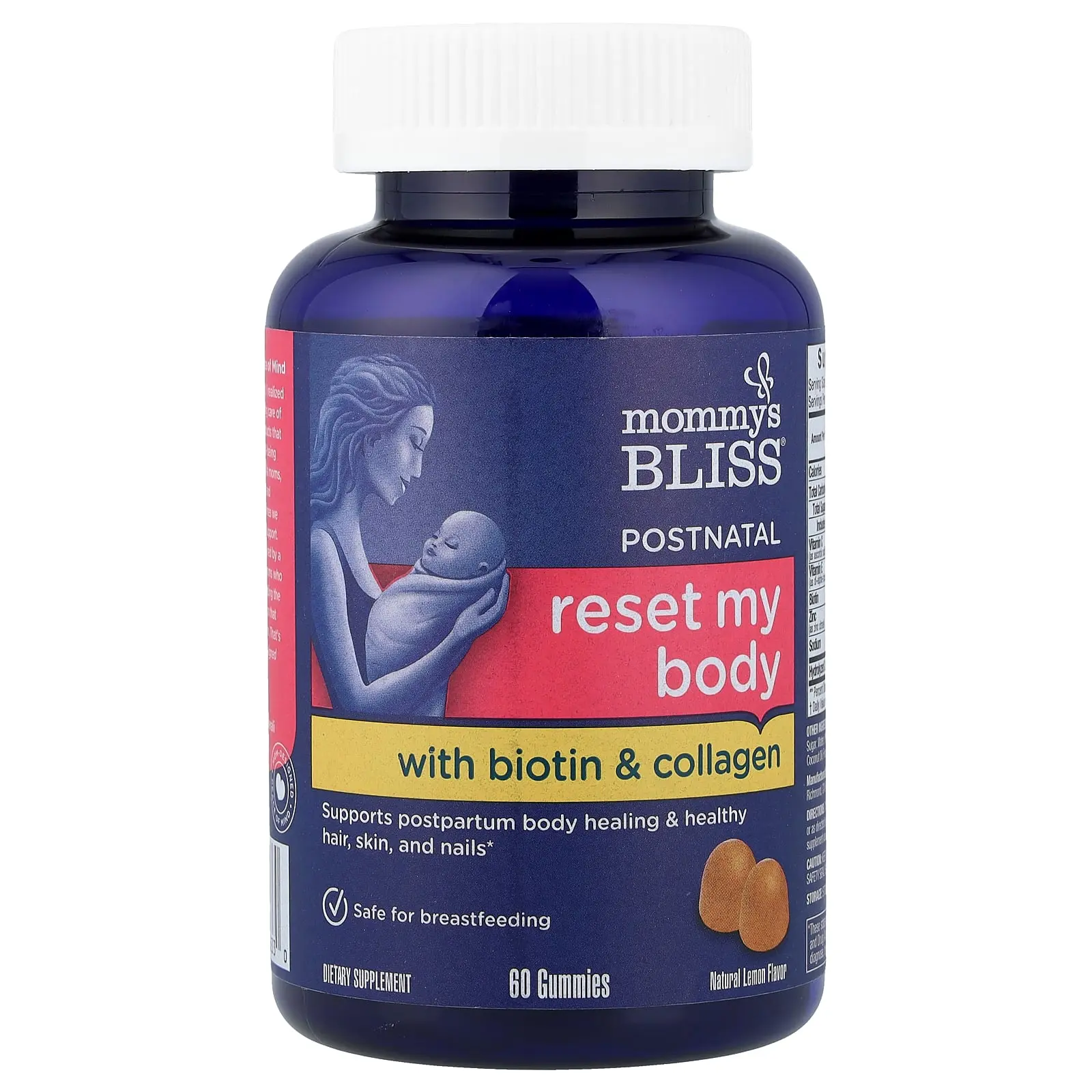 Mommy's Bliss Postnatal, Reset My Body with Biotin & Collagen Gummies, Natural Lemon, 60 Gummies