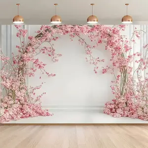1pc Cherry Blossom Backdrop - Pink Sakura Tree Soft Lighting 2D Flat Design Romantic Theme for Wedding Bridal Shower Photo Studio Indoor Outdoor Decor