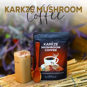 Karkze Natural Gluten-Free Vegetarian Dairy-Free Coconut Milk Instant Mushroom Coffee Beverage - 7 Adaptogenic Mushrooms, L-Theanine, Arabica Blend, 30 Single-Serve Bags, 6.35 oz, 24-Month Shelf Life, for Adults, Focus & Energy Support
