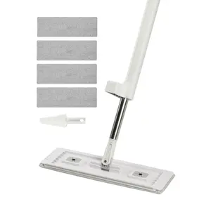 VEVOR Flat Mop, TikTokShopBlackFriday, Self Wringing, Microfiber Floor Mop with 4 Reusable & Washable Mop Pads for Dry & Wet Floor Cleaning, Microfiber Flat Mop with Stainless Steel Handle for Hardwood Laminate Tile Vinyl