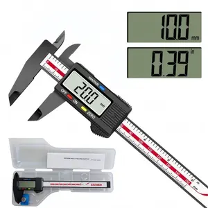 Digital caliper, measuring tool for inner and outer diameters, automatic shut-off function, inch/millimeter unit conversion, suitable for home use and DIY projects, carbon fiber material, includes storage box.