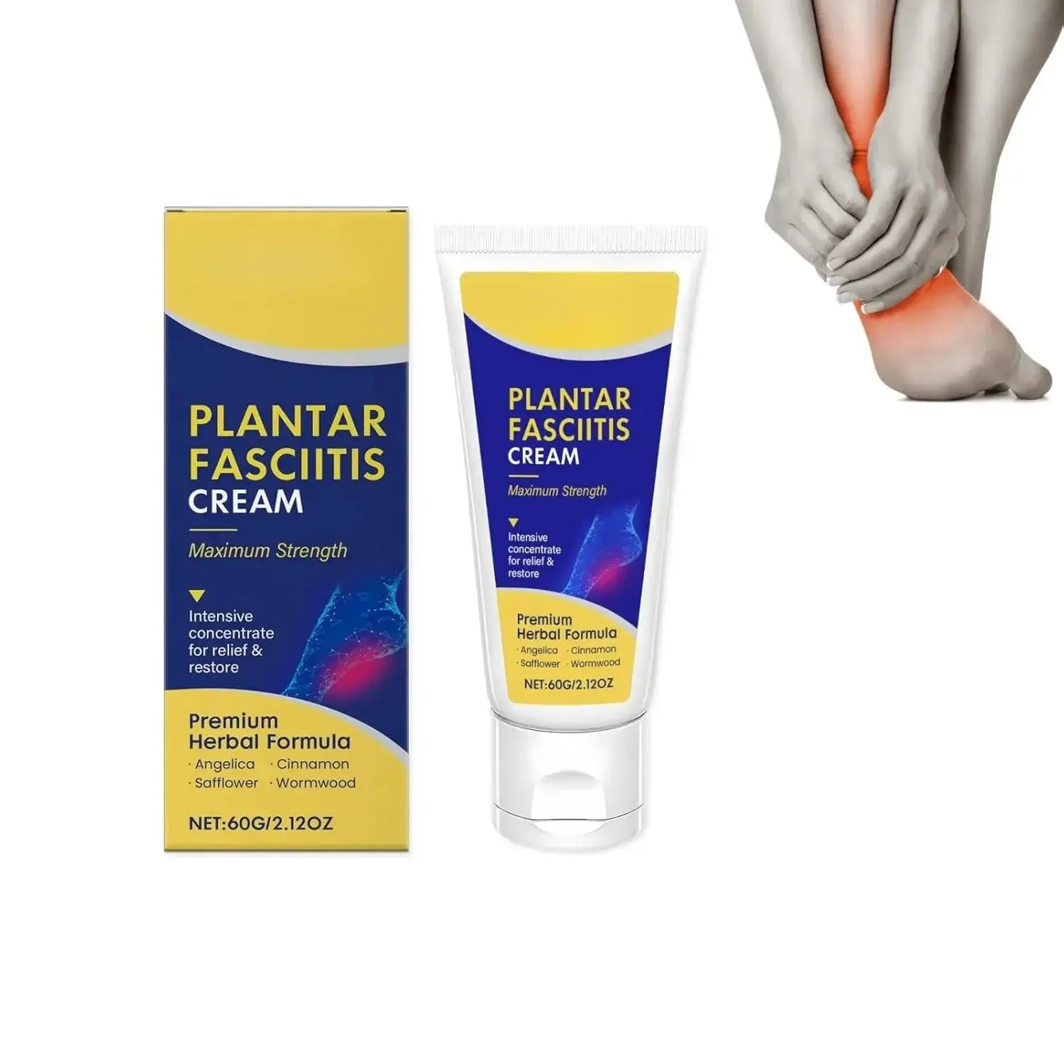 Plantar Fasciitis Pain Relief Cream - Natural, Fast-Absorbing Wellness Solution for Heel Spurs, Legs Discomfort, Knee & Hand Care - 60G/2.12Oz Premium Personal Care Product, Pain Relief Gel, Those With Heel Spurs