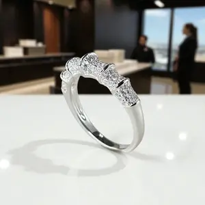 Irregular Silver Sculptural Cocktail Ring with Modern CZ Band by Stella Amoré