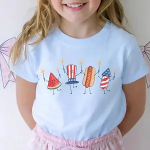Youth and Adult Patriotic Doodle Cute Fourth of July Youth Shirt, Watermelon Hotdog Firework Shirt, Retro American Shirt Funny Sumer 250th Shirt, 4th Of July Shirt, Independence Day tee, patriotic tee, Youth Clothing, summer outfit, holiday outfit