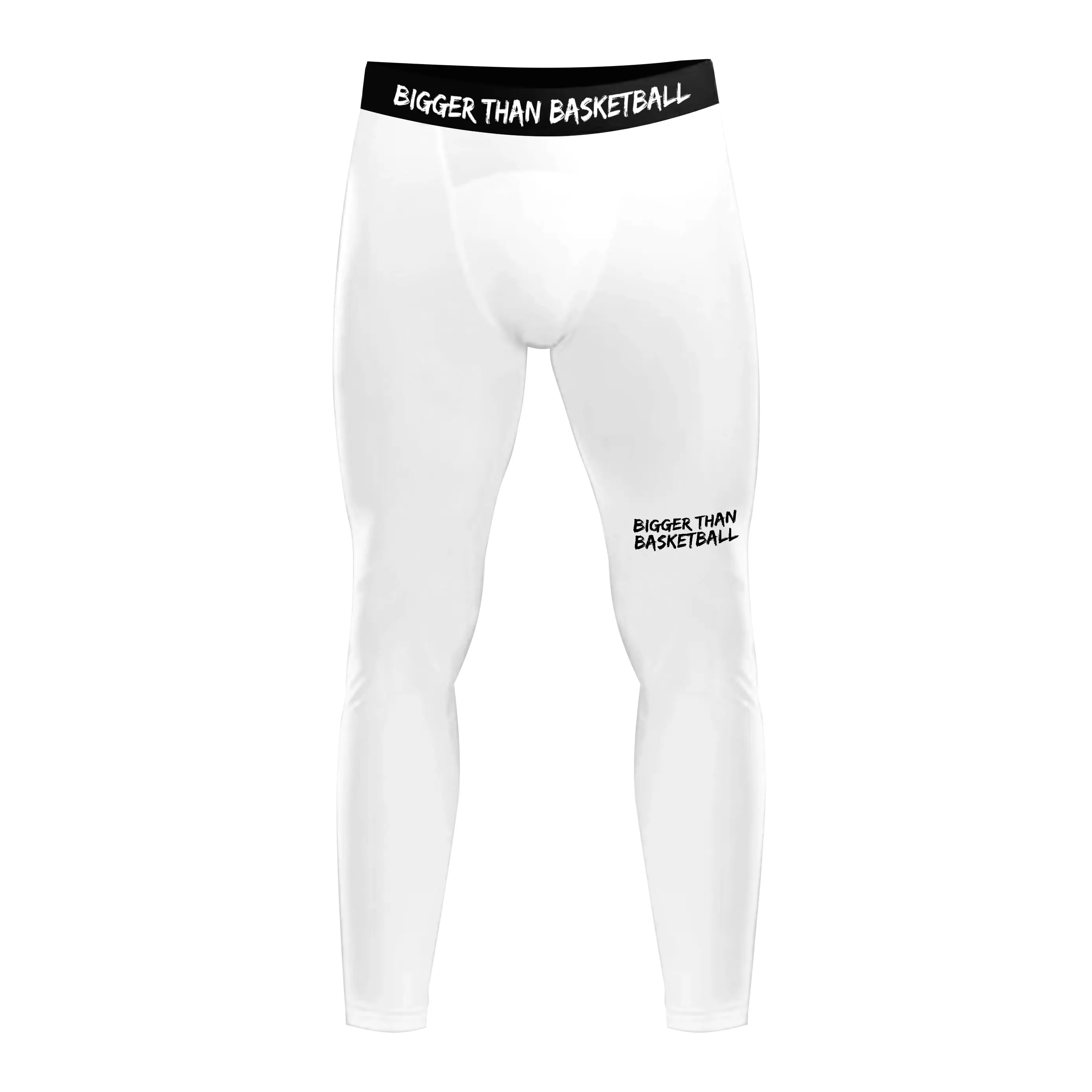Bigger Than Basketball Performance Tights - White | Compression Gym & Basketball Tights, Breathable & Flexible