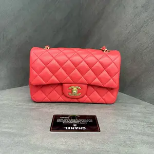 Pre-owned CHANEL Mini Rectangular Flap Quilted Leather Crossbody Bag Red