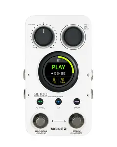 MOOER GL100 Looper Pedal Drum Machine, 2 in 1 Drum Looper Guitar Pedal 1.3-inch Touchsreen 100 Slots with 300 Minutes in Total Auto-record Time Stretch Function Dedicated Editor Software