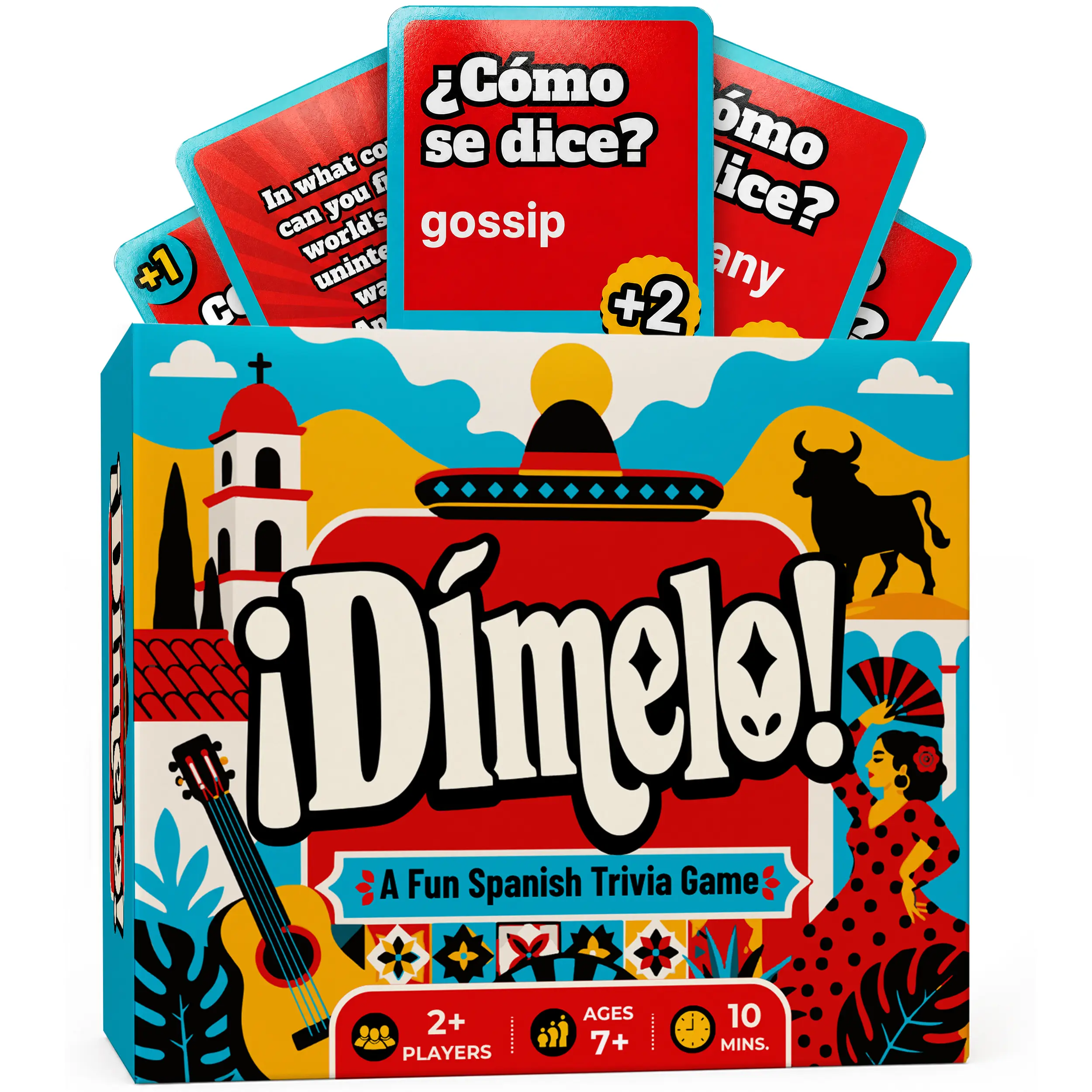 Chatterbox Dimelo Bilingual Card Game, 200 Fun Spanish Trivia Game w Cultural Questions, Como Se Dice en Español Card Games for Spanish Fun Learning for Adults and Kids, Perfect for Family Game Nights