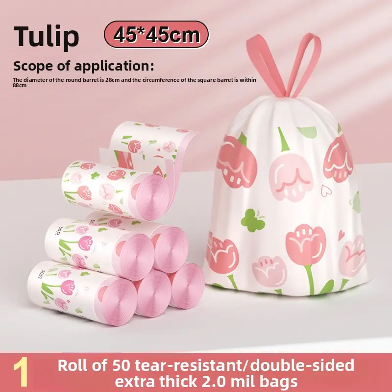 Heavy Duty Drawstring Trash Bags for Kitchen & Dorm - Durable Trash Bag Extra Thick Easy-Tear Disposable Garbage Sacks with Auto-Seal Handles, Leak-Proof Liners for Students & Home Use