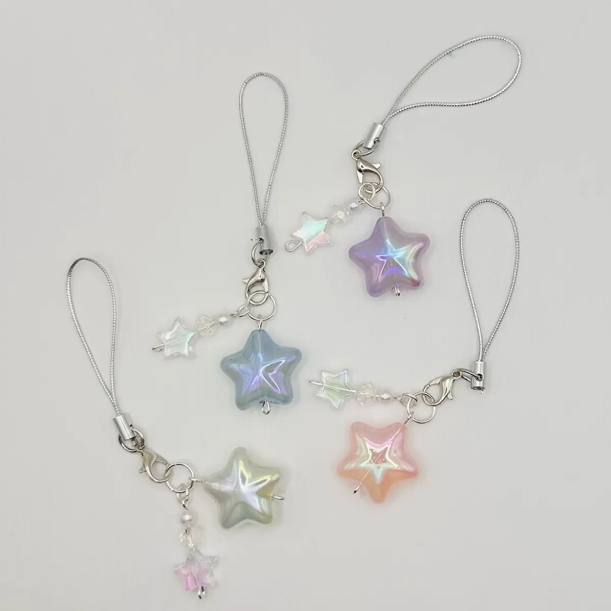 Iridescent Star Phone Charm in Pink, Blue, Purple or White, Y2k 2000s Aesthetic Accessories Acrylic