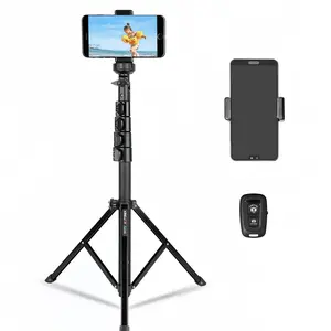 KINGJOY Professional Phone Tripod Stand with Wireless Remote & Phone Holder, 61" Lightweight Aluminum Travel Tripod for iPhone Android, Perfect for TikTok Content Creation, YouTube Video, Vlogging, Live Streaming.  rodeluz  led