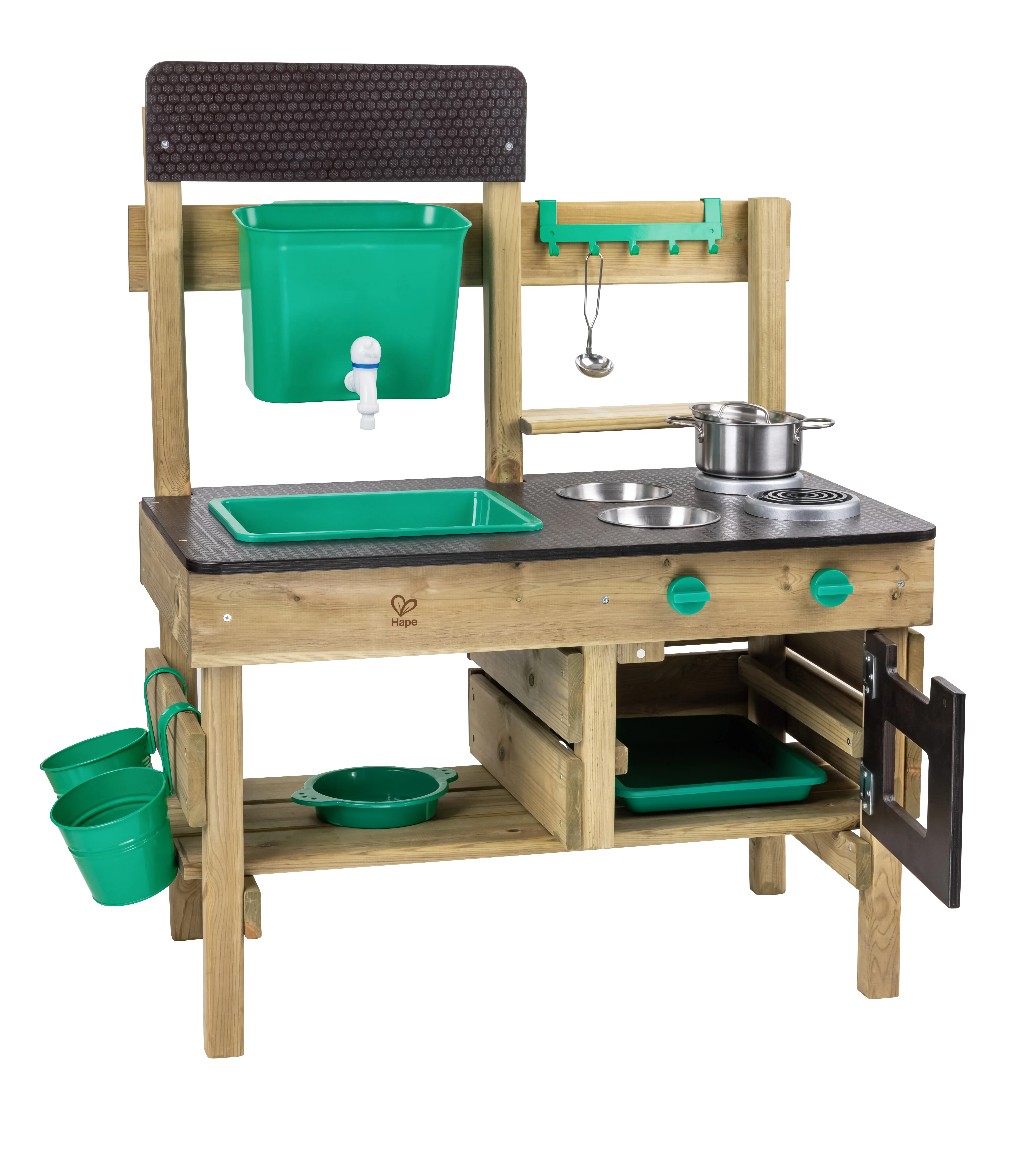 Hape Wooden Toddler Pretend Play Kitchen - Montessori Mud Kitchen Playset with Accessories