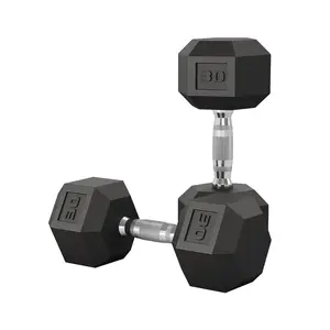 5-50 LB Hex Dumbbell Set of 2, Hand Weights Dumbbells Pair with Cast Iron Core, Rubber Encased Coating and Textured Carbon Steel Handle for Home Gym Strength Training