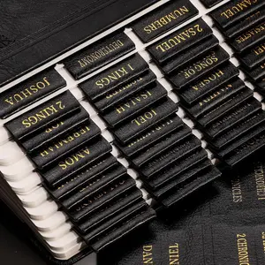 Leather  Tabs, for Women & Men, 66  Tabs for Old &  Testament, Additional 21 Tabs for Apocrypha, 9 Blank Tabs,  Study Supplies, Accessories, Gifts (Black)