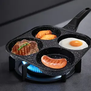 Four-Hole Non-Stick Skillet, Ideal for Eggs, Hamburgers, Bacon, Easy Clean, Dishwasher Safe, Perfect for Home Kitchen, Great Birthday Gift