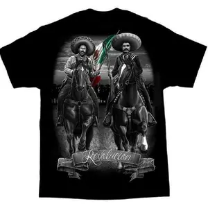 Pancho Villa Revolucion Mexico Chicano Art David Gonzales DGA T Shirt Menswear Top graphic tee zac brown sphere las vegas merch funny t shirt marcus the worm merch funny graphic tee t shirts for men Black Casual Tshirt graphic tee t shirt 90s graphic tees