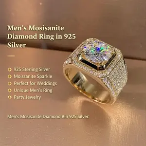 Solitaire men's diamond Moissanite ring 925 sterling silver jewelry Party wedding ring Men's ring