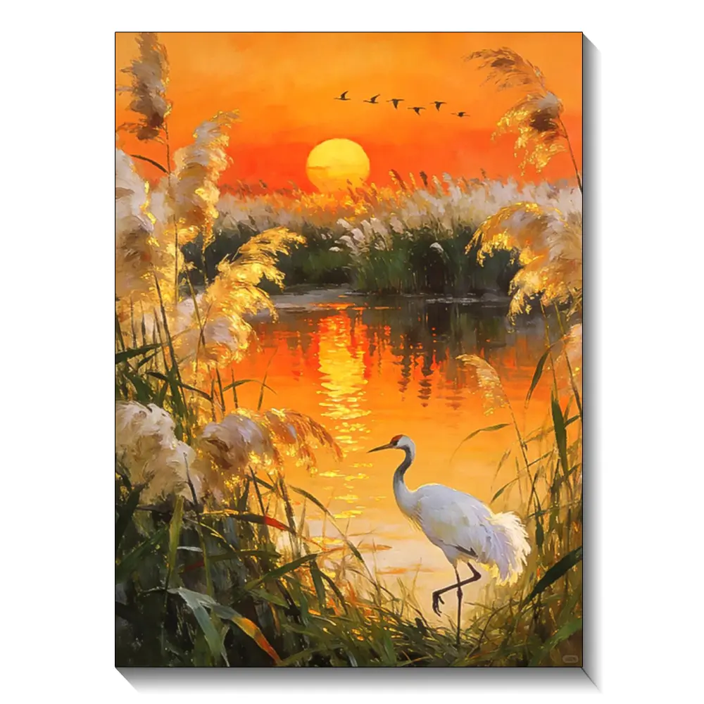 Full Round Sunset Natural Scenery Diamond Painting Set - Waterproof Mixed Textile DIY Needlework Craft, Ideal for Beginners, Bedroom & Drawing Room Decor to Build Patience & Creativity, Friend Gift