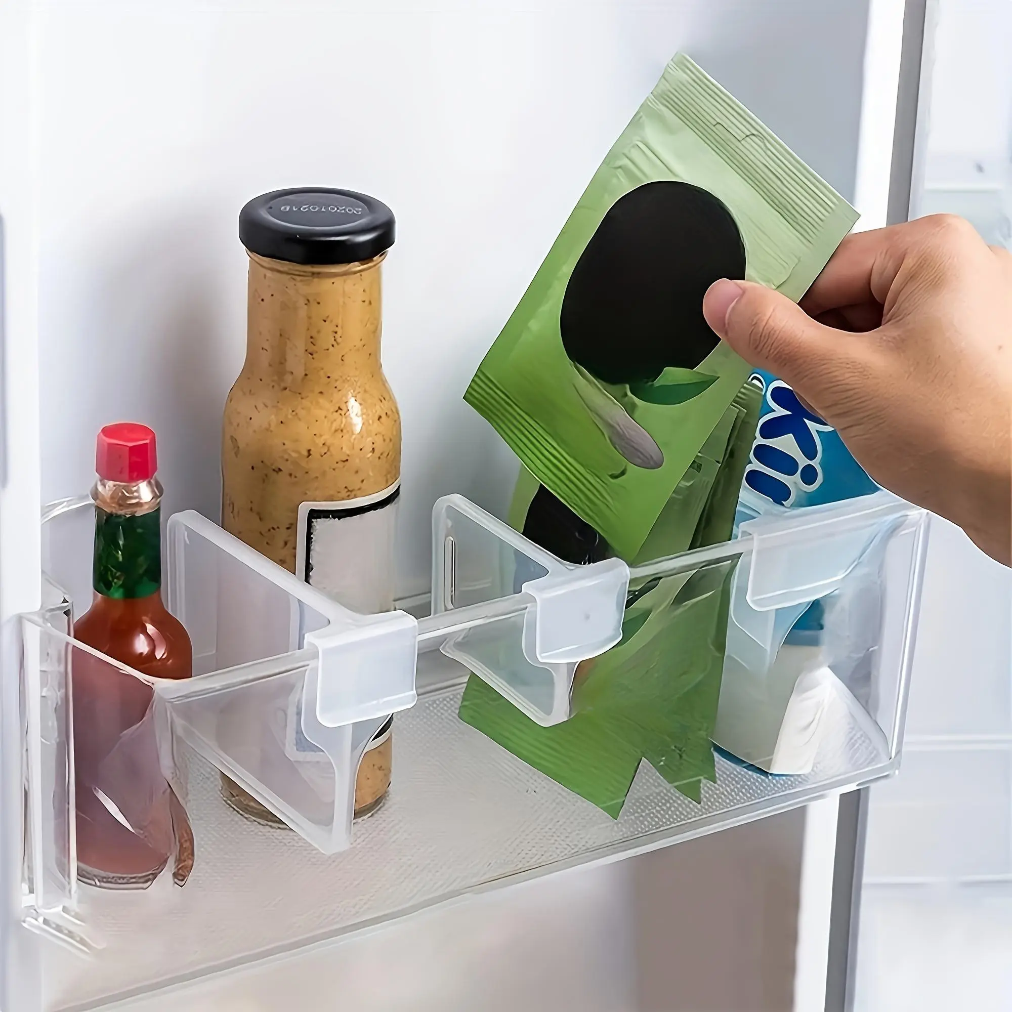 Kitchen Drawer Dividers, Adjustable Refrigerator Storage Partition Board, Durable And Retractable Plastic Divider, Kitchen Bottle Can Shelf Organizer, for Kitchen Refrigerator Side Door, Home Kitchen Supplies