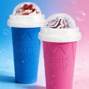 Frozen Magic Slushie Maker Drinkware - Reusable Quick-Freeze DIY Squeeze Icee Maker with Straw & Spoon, Fun Summer Kitchen Gadget for Home or Travel (For Kids & Adults)
