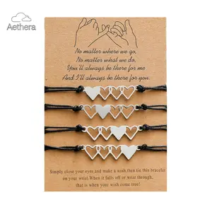 4 PCS Heart-shaped Matching Bracelets for Best Friend Family Women Mens