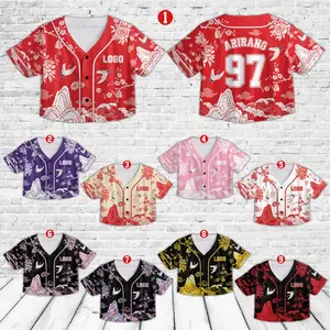 Personalized Kpop Fan Crop top Baseball Jersey, Custom Name & Number Jersey, Crane Cherry Blossom Korean Hanbok Style, Concert Outfit