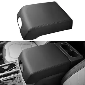 Center Console Armrest Cover for Ford F150 2015–2020 | PU Leather Car Console Armrest Lid Protector with Black Stitching, Car Scratch Resistant Armrest Pad Interior Accessories, Easy Install Truck Console Armrest Cover