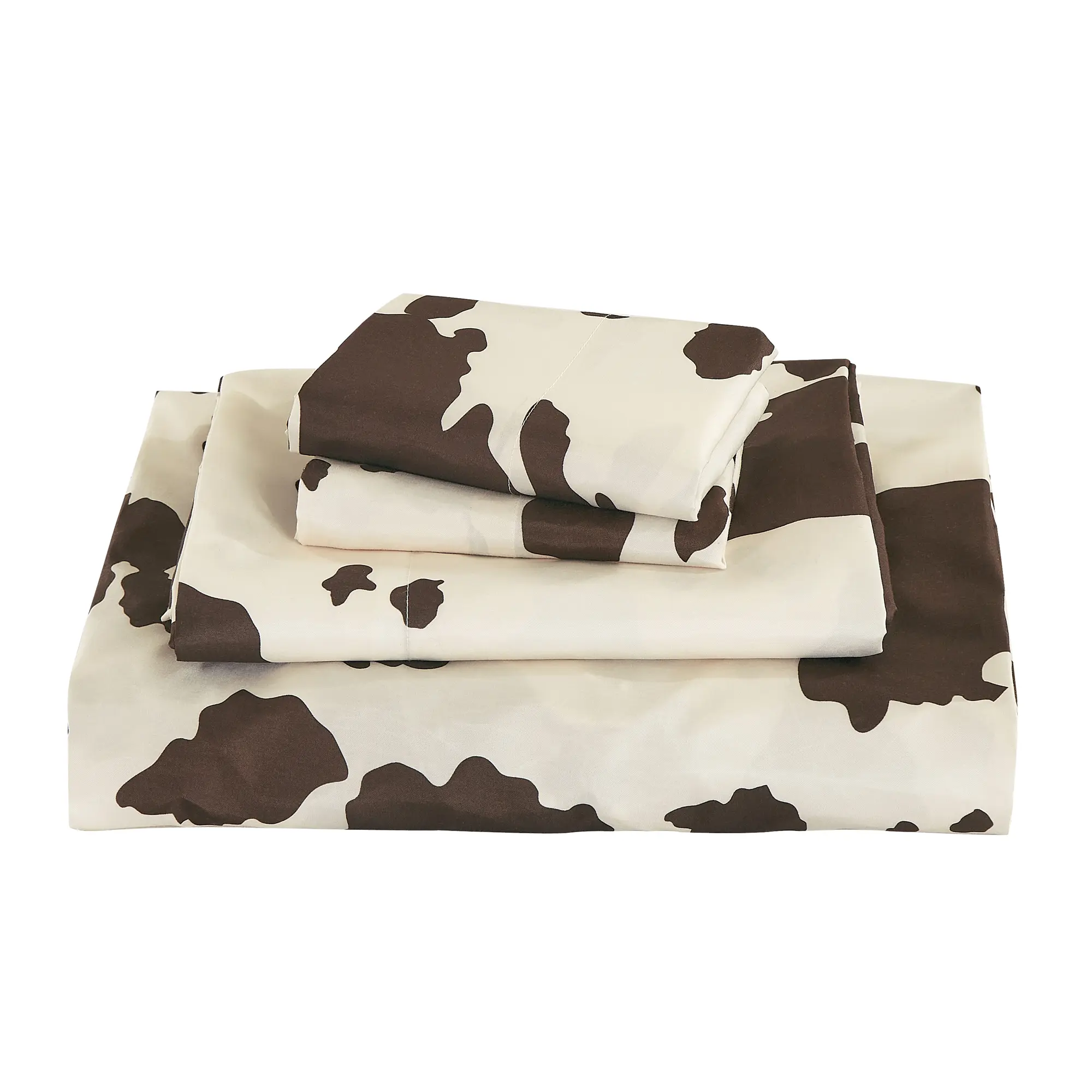Western Cowhide Sheet Set 4 Piece | Ranch Style Bed Sheets Set | Soft Breathable Microfiber Bedding with Pillowcases