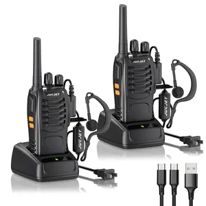 Trending Walkie Talkies 16 Two Way Radio with Earpieces, 2-Way Radios UHF Handheld Transceiver WalkyTalky, 2-in-1 Type-C & Station 2 Pack