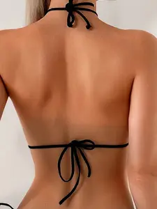 Women's Leopard Print Bikini Set, Push-Up Shaping Swimsuit, Beach Vacation Bikini, Sexy Bikini with Tie Detail - High Elasticity Fabric, Sleeveless, Leopard Print, Perfect for Beach and Pool, Beachwear | Tie Bikini