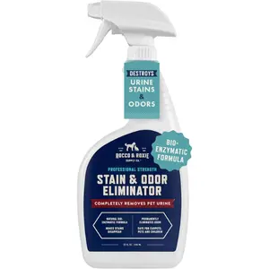 Rocco & Roxie Supply Co. Enzyme Power Stain & Odor Eliminator, 32oz Carpet Cleaner Spray for Home Use on Cat & Dog Urine Stains