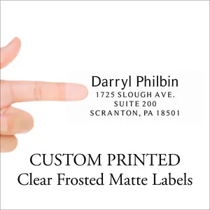 Clear Return Address Labels - Mailing Stickers, Frosted Transparent Custom Printed Return Address Label Sheets - Professional, Business,  Wedding, Envelopes, Mail 4 Lines, 150 Labels