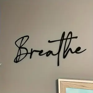 Breath Themed Metal Wall Art, Artistic 1 Count Letter Pattern Wall Decor, Wall Hanging Ornament for Home Living Room Bedroom Kitchen