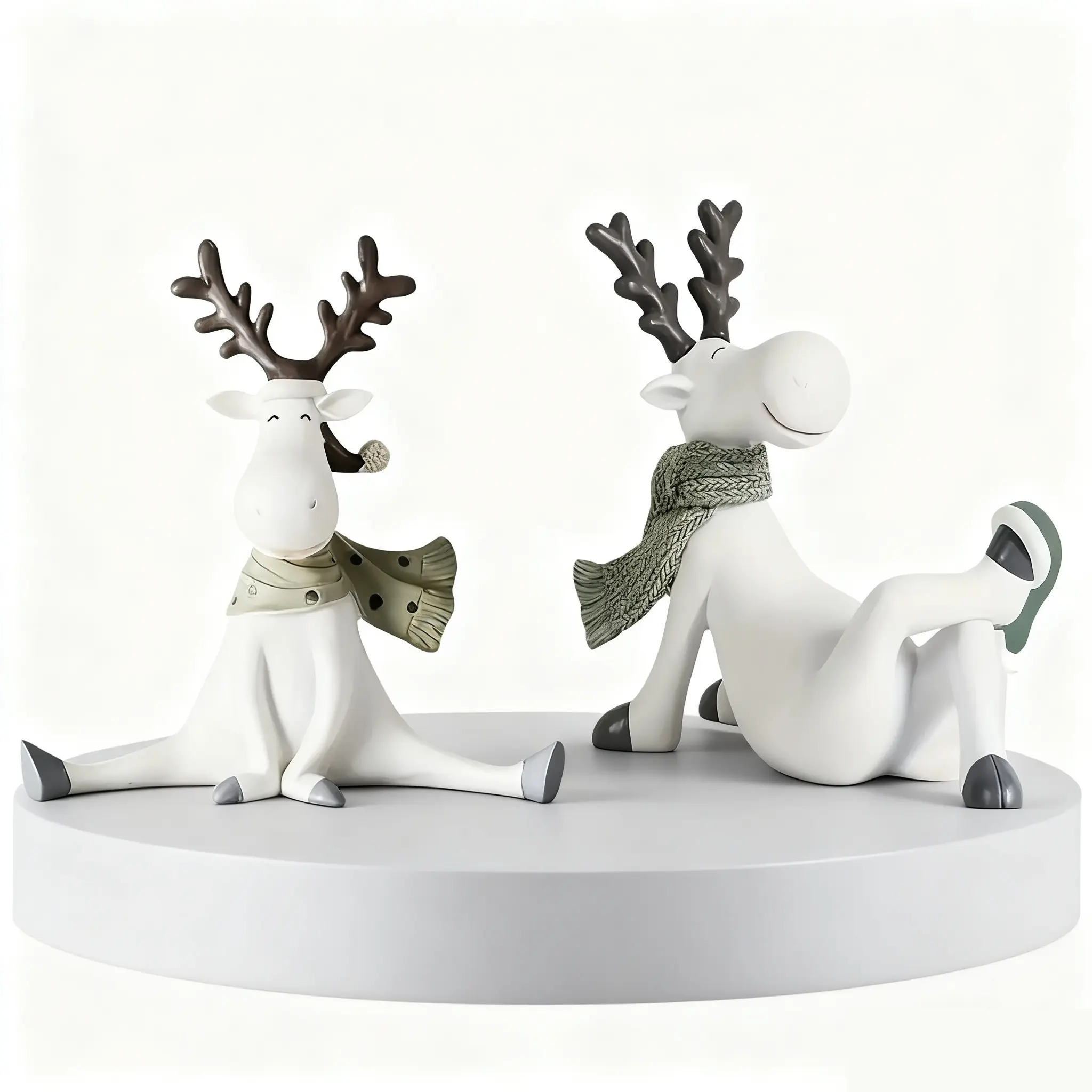 2pack Elegant Nordic Resin Deer Sculpture Set, Decorative Sculptures, Figurines, Animal Resin Figurine, Creative Home Decor, Indoor Room Decor for Living Room, Bar, Cafe, Baby Room, Unique Wedding Gift
