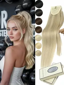 Real Hair Ponytail with Clip, Natural Looking, Invisible Hair Extension, Easy to Install, Suitable for Women, Daily Hairstyles, Parties, Weddings, Festivals, Ponytail Extensions