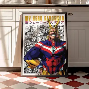My Hero Academia All Might Poster, Toshinori Yagi Character Print, Manga Room Decor, Anime Wall Art( Unframed - Print Only ) (No Frame)