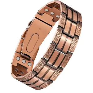 Men's Copper Magnetic Bracelet, Ultra Powerful 3x Strength, 99.99% Pure Copper, 3500 Gauss Neodymium Magnet, Adjustable Design