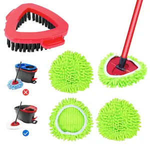 [FREE SHIPPNG] Keepow Mop Heads + Scrub Brush Replacement Set Compatible with Spin Mop and Bucket 1 Tank System